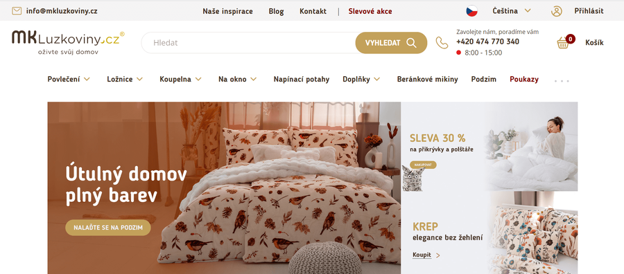 MKLuzkoviny: home page e-shopu