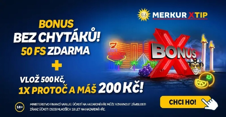 MerkurXtip: bonusy (bez vkladu za registraci, 200)